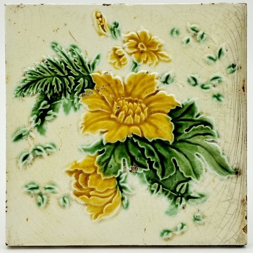 Antique fireplace tile - fireplace, moulded