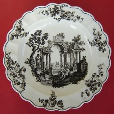 Worcester Porcelain Plate Classical Ruins 18thc