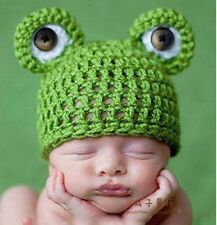 Baby Infant Newborn Handmade Crochet Knit Cap Frog Hat Costume Photograph Prop
