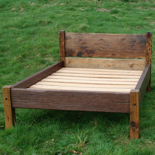 Handcrafted rustic wooden bed - handcrafted,