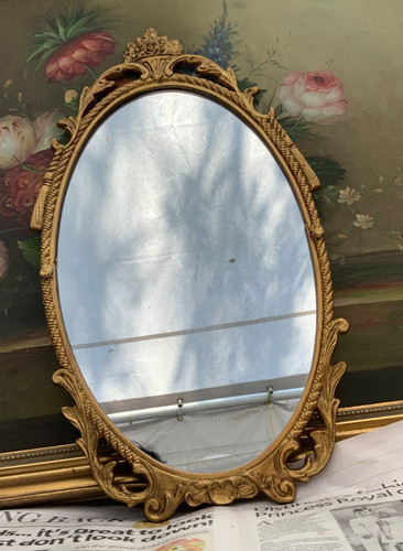 Vintage ornate gold mirror - ornate,