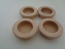 4x round Wooden Recessed inset Handles 55mm Cabinet Wardrobe Kitchen Door Knobs