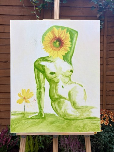 Naked sunflower oil painting - sunflower,