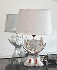 Silver Crushed Diamond Crystal Lamp with Shade Ornament Home Decor Gift Diamante