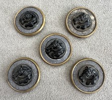 5 Vtg BLACK HORSE HEAD BUTTONS