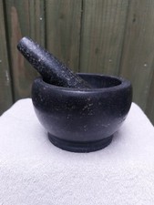 Heavy Solid Polished Granite Pestle & Mortar