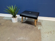 Vintage  Black Vinyl Footstool