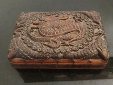 vintage hand carved wooden box