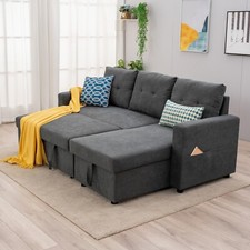 Linen/Faux Leather Sofa Bed