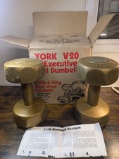York V20 Executive Vinyl Dumbell Set 2-10lb / 4.55 Kg Solid Boxed Vintage A36
