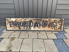 ANTIQUE VICTORIAN CAST IRON ROAD STREET SIGN - BOUNDARY ST - LIVERPOOL - CRICKET