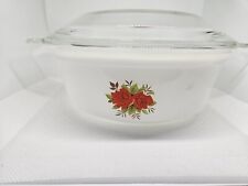 VINTAGE 1960'S PHOENIX OPALWARE CASSEROLE DISH WITH LID ROSE  *204 PATTERNED 