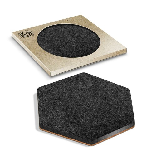 Hexagon coaster black - x,