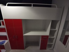High-rise Cabin Bed - with Wardrobe, Desk & Drawers, Sofa Bed