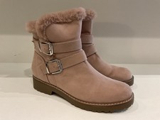 Land Rover Pink Faux Fur Trim Ankle Boots Size 7 (40)