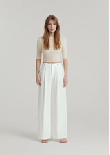 French Connection Ladies Wide Leg Classic Pleat Dress Trouser White Size M