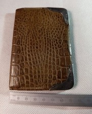Antique Victorian Rare Gentleman's Crocodile Skin Wallet Purse Sterling Silver