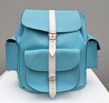 Grafea leather rucksack turquoise backpack bag shoulder Made In England 