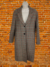 NICE THINGS BROWN TWEED OVERCOAT SIZE UK 12 WOOL WOMENS SINGLE BREASTED UNLINED