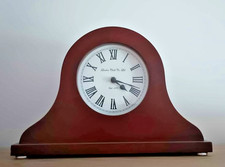 Dark Wood Napoleon Hat Mantel Clock, Battery Powered, Good Working Order
