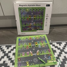 Magnetic Alphabet Maze, Wooden Alphabet Board, Letter Matching Park Puzzle