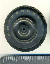 Wireless Knob Ebonite 1000,  72 mm  dia Raised Finger Grip  Scale 0-180  1920's