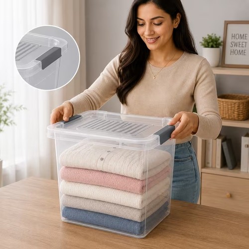 Clear plastic storage box - clear,