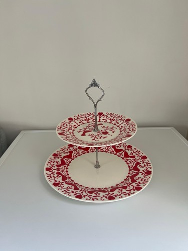 Two tier cake stand red - two,