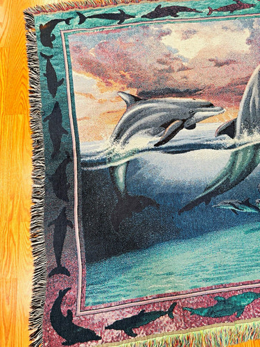 Vintage dolphin woven tapestry - dolphin,