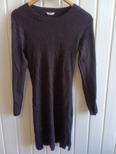 Jack Wills Black Slim Line Woollen Ladies Dress Long Sleeve Size 12/14 BU