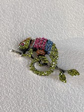 Chameleon Lizard Brooch Colourful Animal Pin Vintage Fashion Xmas Jewellery Gift