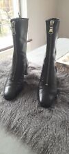 LADIES ZARA LEATHER MID CALF BOOTS WITH ZIP FRONT  -  39 / 6
