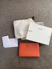 Celine Orange Grained Leather Trio Clutch