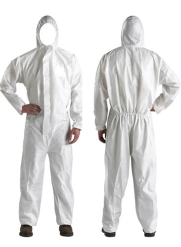White disposable coverall type - white,