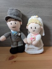 Handmade Knitted Bride And Groom Wedding Soft Toy Plush Gifts 10"