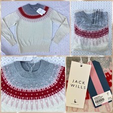 NEW JACK WILLS Wool Alpaca Fair Isle Yoke Jumper 10 Knit Xmas Nordic Winter Ski