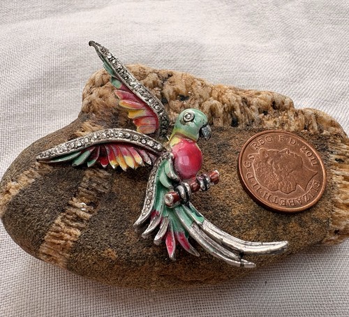 Vintage silver tone enamel - silver,