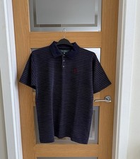 THE OLD COURSE ST. ANDREWS POLO SHIRT - NAVY STRIPED - GOLF -SIZE SMALL /MEDIUM