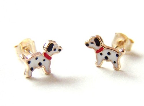9ct gold enamel dalmatian dog - 9ct,