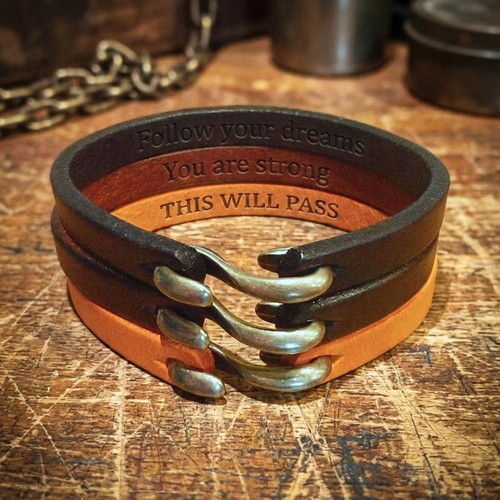 Personalised leather bracelet - personalised,