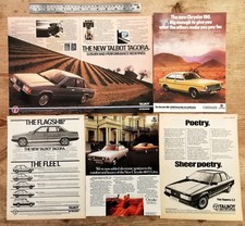 TALBOT TAGORA / CHRYSLER 180   -   5 VINTAGE ADVERTS   -   ORIGINAL