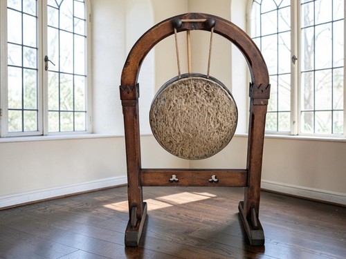 Antique gothic revival gong - antique,