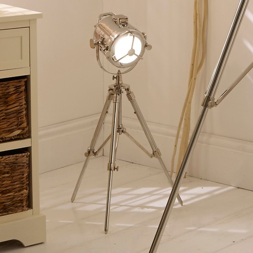 Chrome tripod spotlight table - chrome,