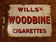 WILL'S WOODBINE CIGARETTES VINTAGE ENAMEL SIGN (WORLD WIDE POSTAGE AVAILABLE)