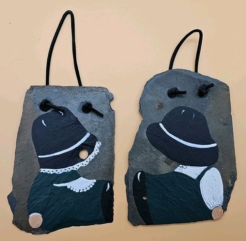 Vintage hand painted - painted, slate