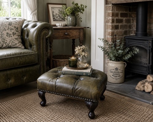 Vintage chesterfield footstool - chesterfield,