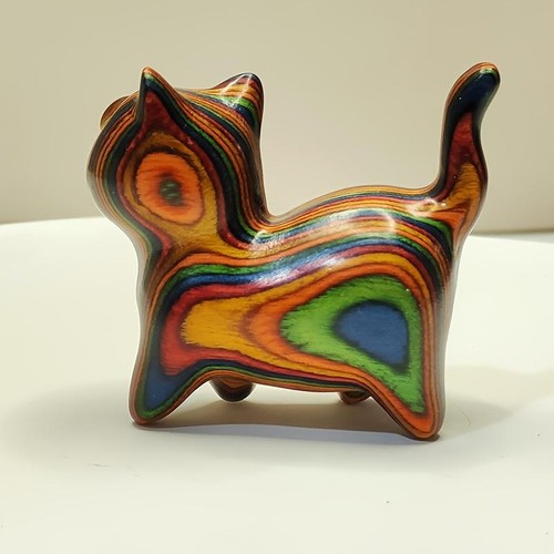 Hand painted wooden cat - hand,
