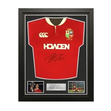 Martin Johnson Signed British & Irish Lions Classic 2025 Rugby Shirt. Framed