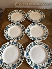 Vintage 1966 Mid Winter Spanish Garden Side Plates Approx 8.75 Inch Set Of 6