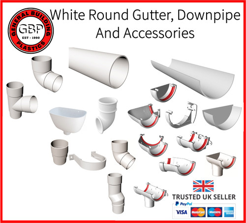 Half round white gutter 112mm - half,